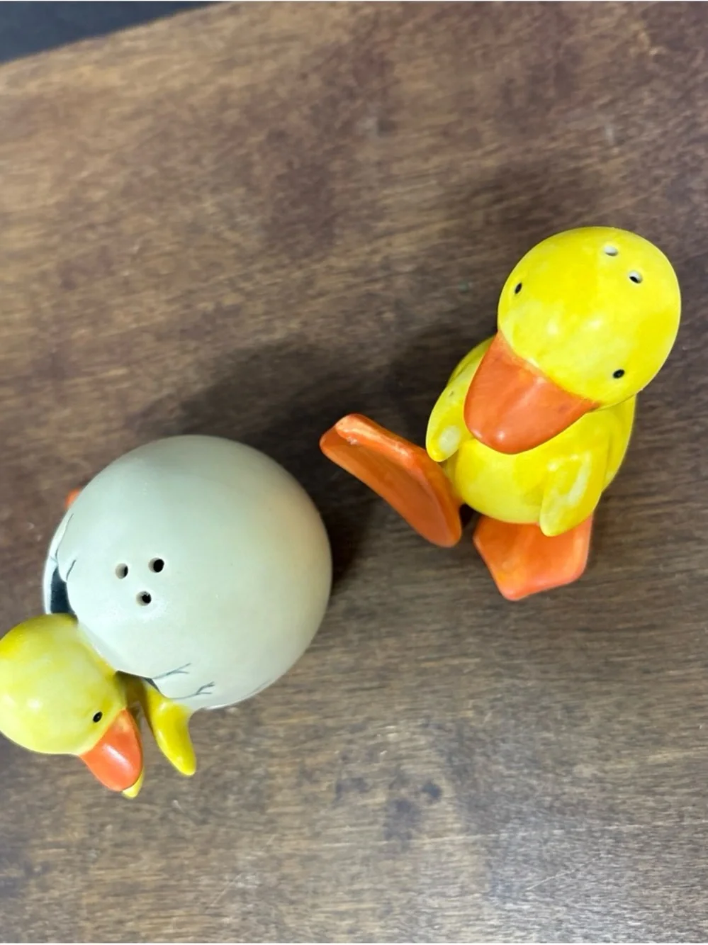 Vintage Yellow Ceramic Duck Salt and Pepper Shaker Set